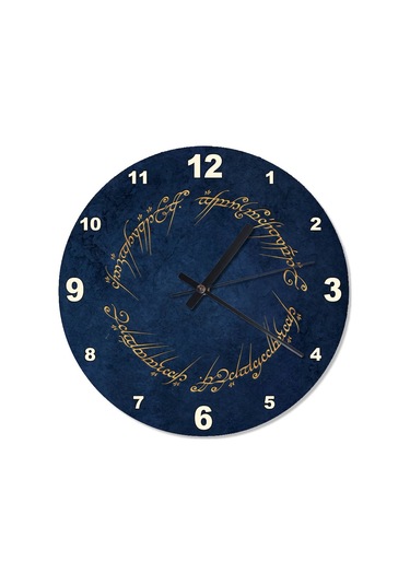 Lacivert Zeminde Yüzüklerin Efendisi Sembolü Duvar Saati Diğer
