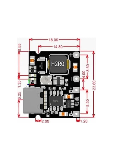 Tp4056 18650 Lityum Pil Şarj Modül Type C Ayarlı Voltaj Yükseltic