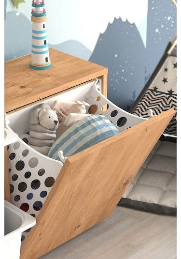 Bofigo Sepetli Dolap Çok Amaçlı Dolap Oyuncak Dolabı Sıla Çam Diğer