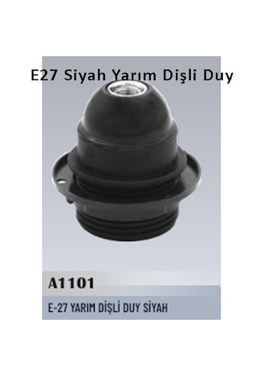 100 Adet E27 Siyah Yarım Dişli Duy