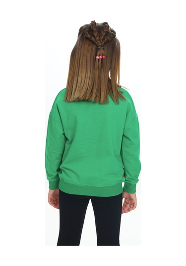 Toontoy Kız Çocuk Kardan Adam Ho Ho Ho Baskılı Sweatshirt Çimen Yeşili