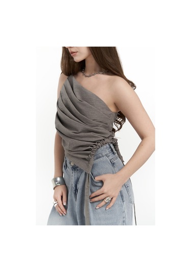 Calista Bağlamalı Gri Crop Gri