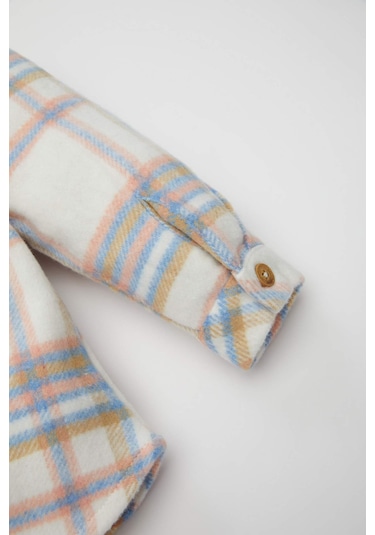 DeFacto Kız Bebek Ekose Desenli Flanel Uzun Kollu Gömlek D3044A524WNBE216 Mavi