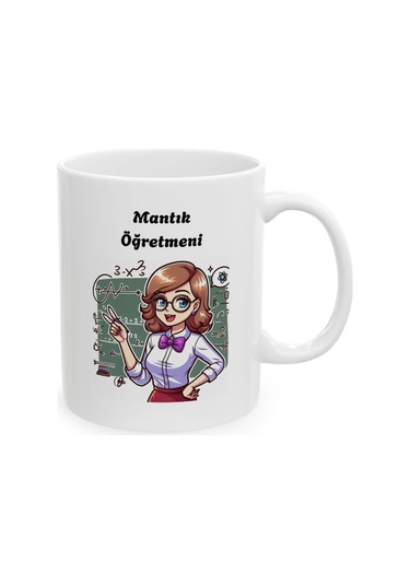 Kadın Mantık Öğretmeni Öğretmenler Günü Baskılı Kupa Bardak Beyaz