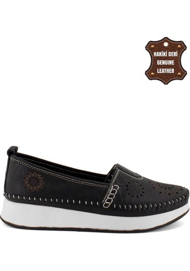 Elit Mn85l21c Kadın Hakiki Deri Espadril Siyah Siyah