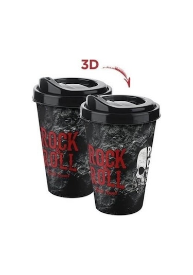 BUFFER® 3D Efektli Kapaklı Kahve Bardağı, Taşınabilir Pratik İçec