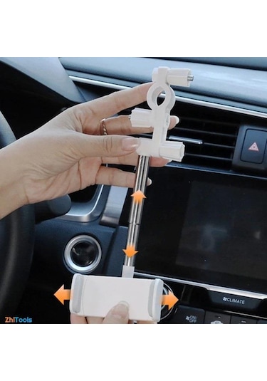Zhltools Araç İçi Dikiz Aynası Telefon Tutucu Teleskopik Telefon Tutacağı Beyaz Beyaz