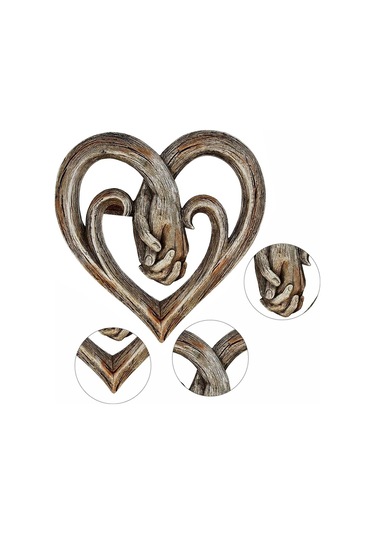 Sones 30 X 30cm El Tutan El Kalp Şeklinde Ahşap Duvar Dekorasyonu El Sanatları Kolye