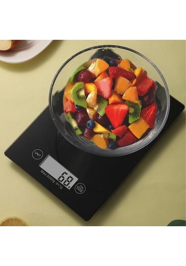 Pazly 5kg Yükleme Kapasitesi Fda Sertifikalı Bpa İçermez Dijital Gıda Terazisi Siyah Siyah