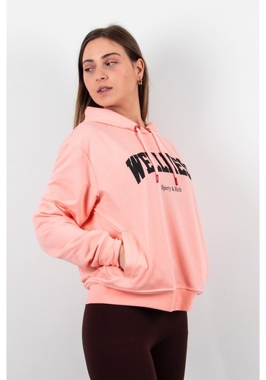 Kadın 2 Iplik Kapüşonlu Sweatshirt Pembe
