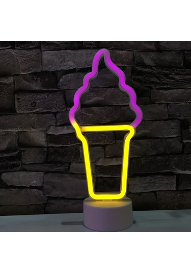 Yaozixa Dondurma Şekilli Led İki Renkli Usb + Pilli Odalar İçin Dekoratif Gece Lambası Pil Yok Diğer