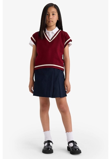 Defacto Kız Çocuk Okula Dönüş Gabardin Etek F1418a825aunv253 Lacivert