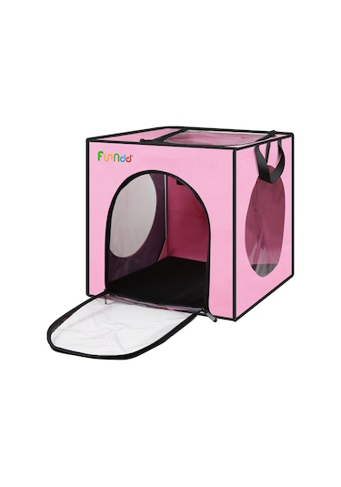 Funadd Pet Banyo Kurutma Kutusu Taşınabilir Katlanır Kurutma Kafesi, 5kg'a Kadar Evcil Hayvanlar İçin Uygun Pembe