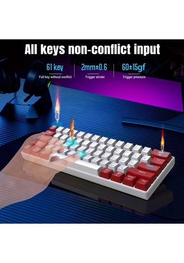 Fastbuy Led Arkadan Aydınlatmalı %60 Mekanik Klavye, Rgb Farklı Renk Seçenekleri