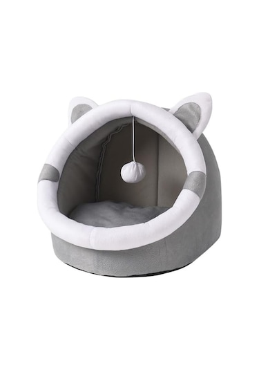 Mufunye Kapalı Kedi Yatakları Kedi Evi Kapşonlu Mağara Tasarımı Peluş Yastıklı Dört Mevsim Evrensel