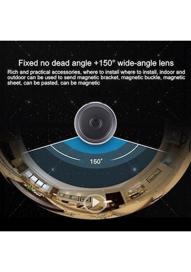 Geeksen A9 Metal Mini Dv: 1080p Wi-fi Ip Spor Kamerası, 150 Görüş Açısı, 60 Dakika Sürekli Kayıt, Siyah