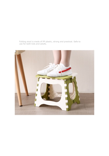 Konesam Yeşil Küçük Boy Taşınabilir Plastik Katlanabilir Tabure - Banyo, Bekleme Ve Ev Kullanıma Uygun Yeşil