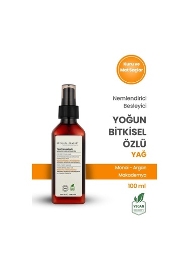 Botanica Comfort Monoi Argan Makademya İçerikli Nemlendirici Saç Bakım Yağı 100 ML
