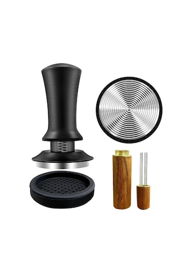 Metabagua Kahve Espresso Sabotajı 51mm, Wdt Aracıyla Kalibre Edilmiş Yaylı, Silikon Matlı, Espresso Kahve Makinesi Için Avz10d Gri - Siyah