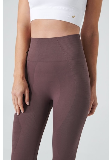 Jerf Gela Yüksek Bel Esnek ve Toparlayıcı Spor Tayt Natural Kahverengi