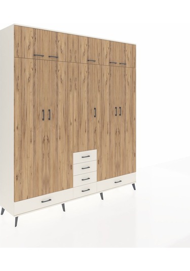 Hyperion Dolap 6 Raflı 6 Çekmeceli 4 Askılı 220x44x243 Aytaşı-çam/aytaşı Atlas Çam/aytası