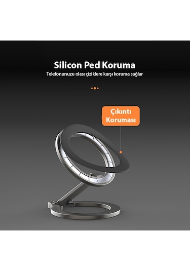 Ally Sj20 Magsafe Uyumlu Araç İçi Torpido Üstü Manyetik Telefon Tutucu Gri