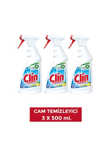 Clin 3 Adet Limon Cam Yüzey Temizleyici 500 Ml