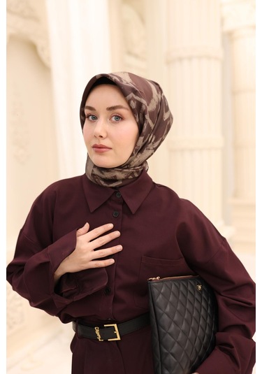 Silk Home Twill İpek Eşarp 11462-07 Kahverengi, Vizon