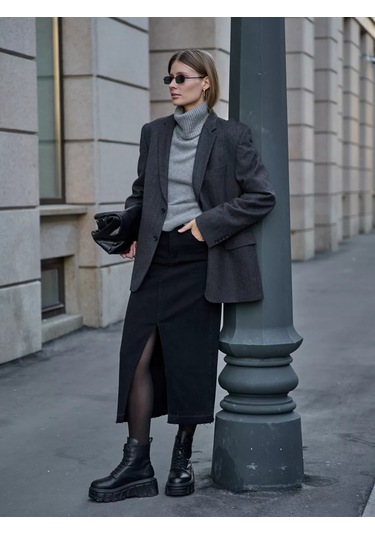 Itsbasic Brandmania Yırtmaçlı Kot Etek 161327143 Siyah