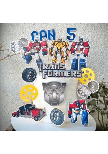 Transformers Temalı Erkek Çocuk Doğum Günü İsme Özel 3d Pasta Parti Süsü Seti Cake Topper Çocuk