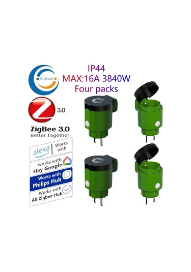 Xuweiwei Zigbee 3.0 Akıllı Dış Mekan Prizi Wifi 1 Paket Sesli Kontrol Zamanlayıcı 16a Alexa Home Assistant Hue Köprüsü Simatoper