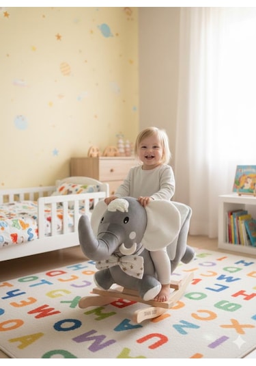 Tommybaby Egitici Peluş Sallanan At Ahsap Sallanan At Fildişi