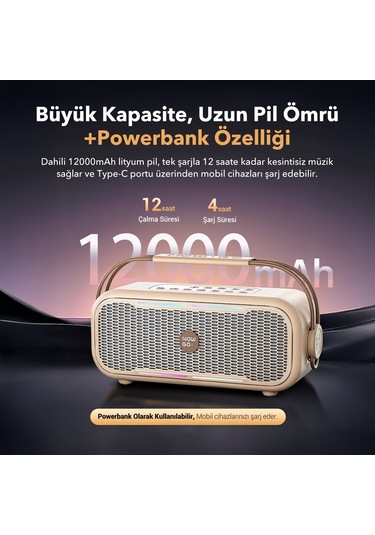 Nowgo C2 60w Taşınabilir Rgb Bluetooth Hoparlör Ipx4 Parti Speaker Bej