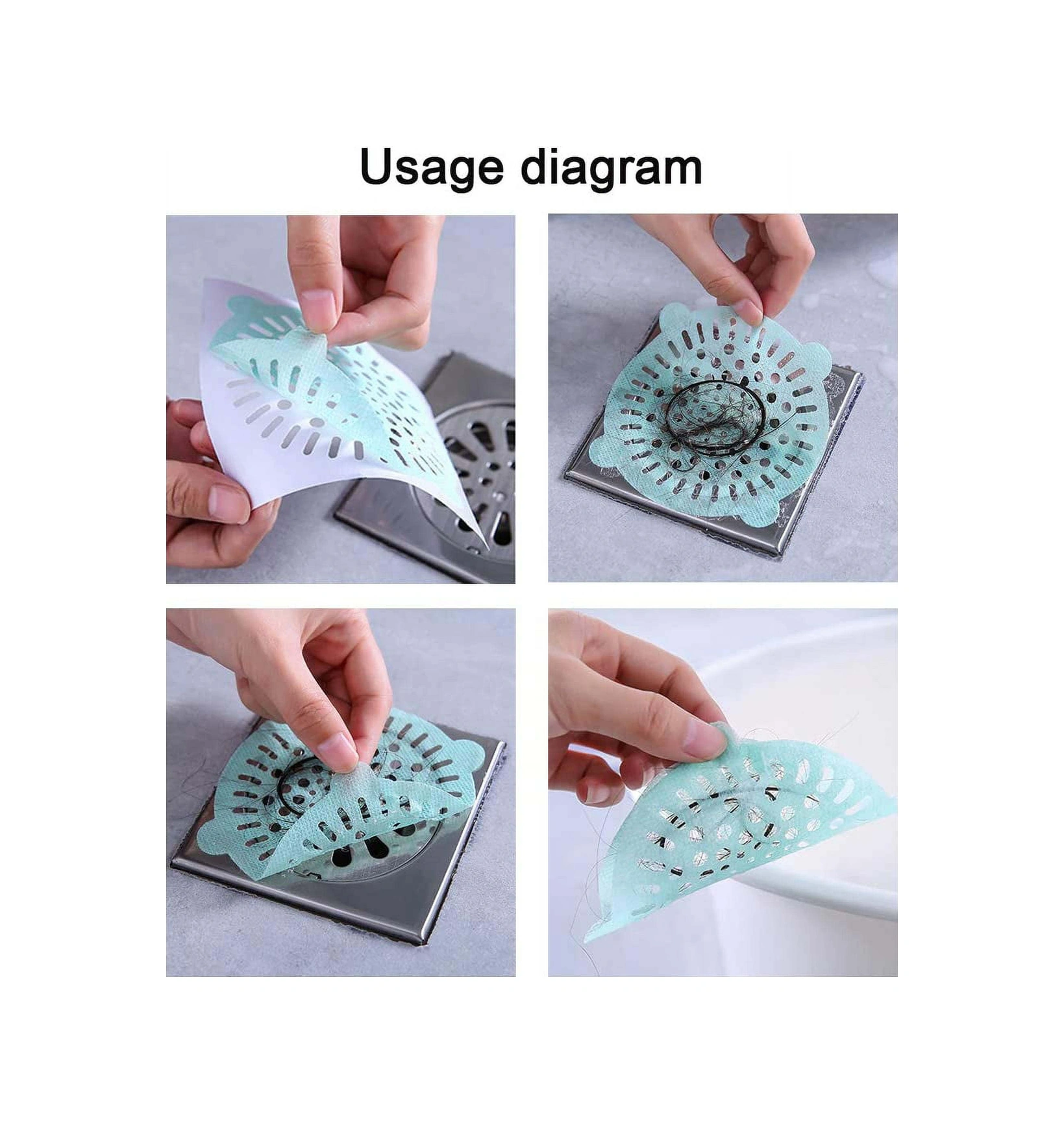 Kosona Banyo Mutfak Su Tüpü Saç Toplayıcı, Tek Kullandım Nonwoven Filtre, 10cm Su Geçirmez, 60 Adet Yeşil Yeşil