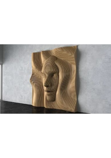 Parametric Dalgalı Ahşap Tablo Antrasit Ve Beyaz