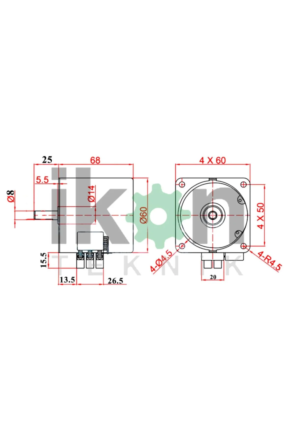 İkon Teknik Ac Senkron Motor 68 Ktyz 28 Watt 20 Rpm 220 Volt
