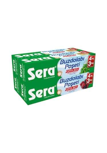 Sera 4 Al 3 Öde Orta Boy Buzdolabı Poşeti 20 x 4'lü 24 x 38 CM
