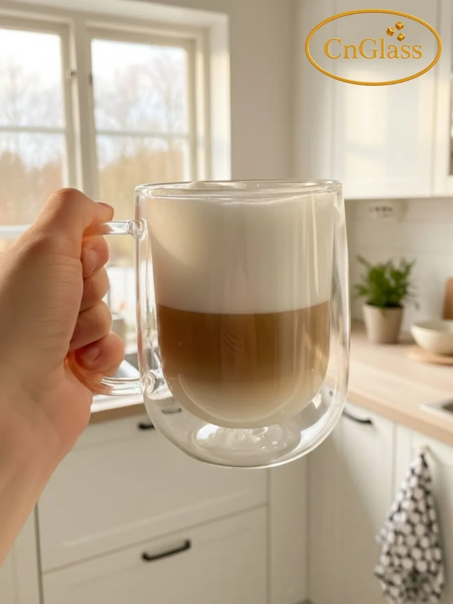 Cnglass Çay Ve Kahve İçin 450 Ml Çift Duvarlı Büyük Kupa 32971167 Beyaz