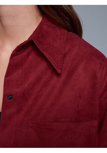 Dilvin 50532 Süet Gömlek Ceket-bordo Bordo