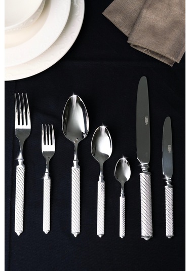 Lugga Linda Sade Çatal Kaşık Bıçak Takımı 12 Kişilik 84 Parça Gri