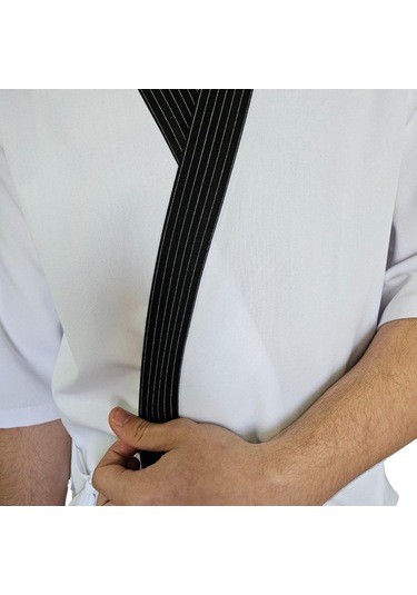 Formteks Sushi Şef Kimono Ceketi Beyaz Çizgili Kırmızı