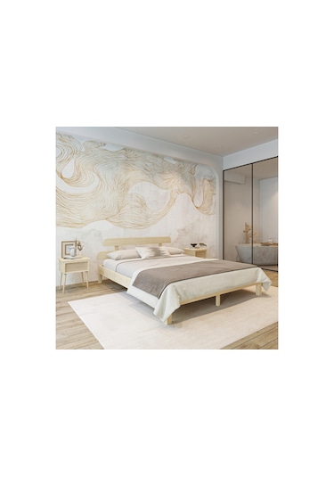 Lotus Model Doğal Çam Ahşap Karyola-45 150 x 200 CM