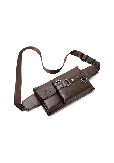 Maoyaya Erkek Ahududu Desenli Cilt Korsan Çanta Kahverengi Kahverengi