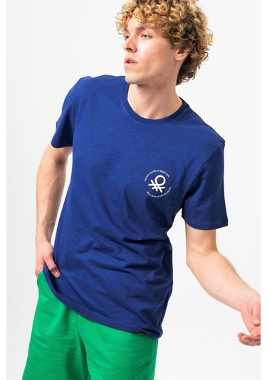 Benetton Bnt-m099-r-23y Erkek T-shirt Bnt-m099-r-r1078 Lacivert