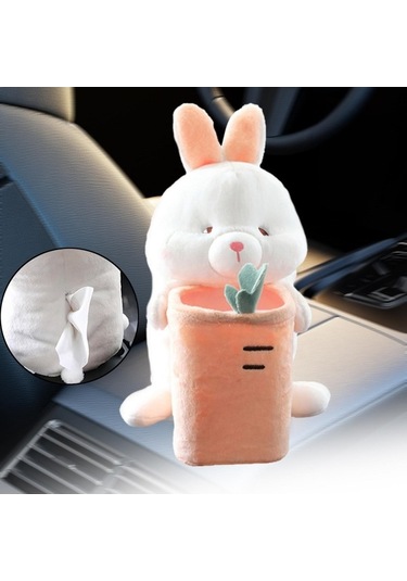 Createtech Yumuşak Tavşan Peluş Oyuncak Sevimli Suntek Kutu Çöp Araba Qr Diğer