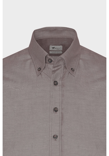 AC&Co / Altınyıldız Classics Tailored Slim Fit Dar Kesim Düğmeli Yaka Oxford Erkek Gömlek Kahverengi AC&Co / Altınyıldız Classics Tailored Slim Fit Dar Kesim Düğmeli Yaka Oxford Erkek Gömlek Kahverengi