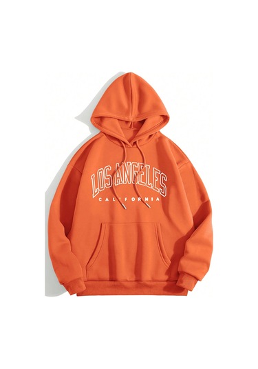 Los Angles Baskılı Sweatshirt Turuncu