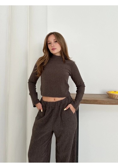 Balıkçı Yaka Örme Takım Kahve St265865 Kahve