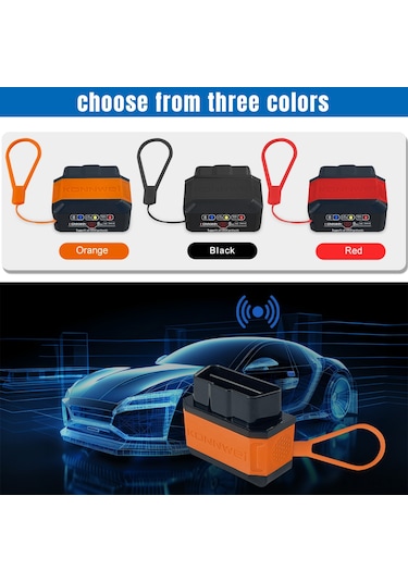 Jeehugo Konnweı Kw906 Turuncu Obd Arabalar Arıza Tanı Cihazı, Bluetooth 5.0, Android & İos Desteği, Abs Malzeme, 12v Girişi