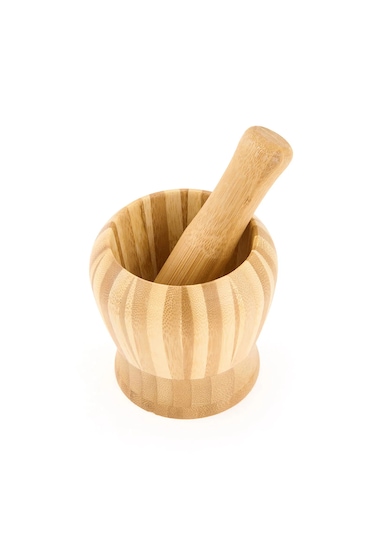 Porsima By-57 Doğal Bambu Havan Sarımsak Döveceği Sarımsak Ezici